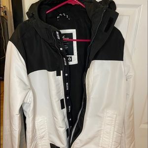 White and Black Hollister Fur Insulated Jacket